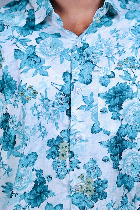 Teal Bloom Floral Shirt