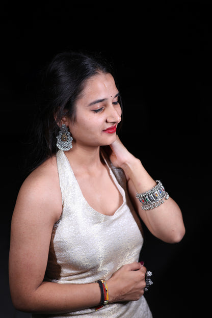Women’s Elegant White Halter Neck Lehenga Set
