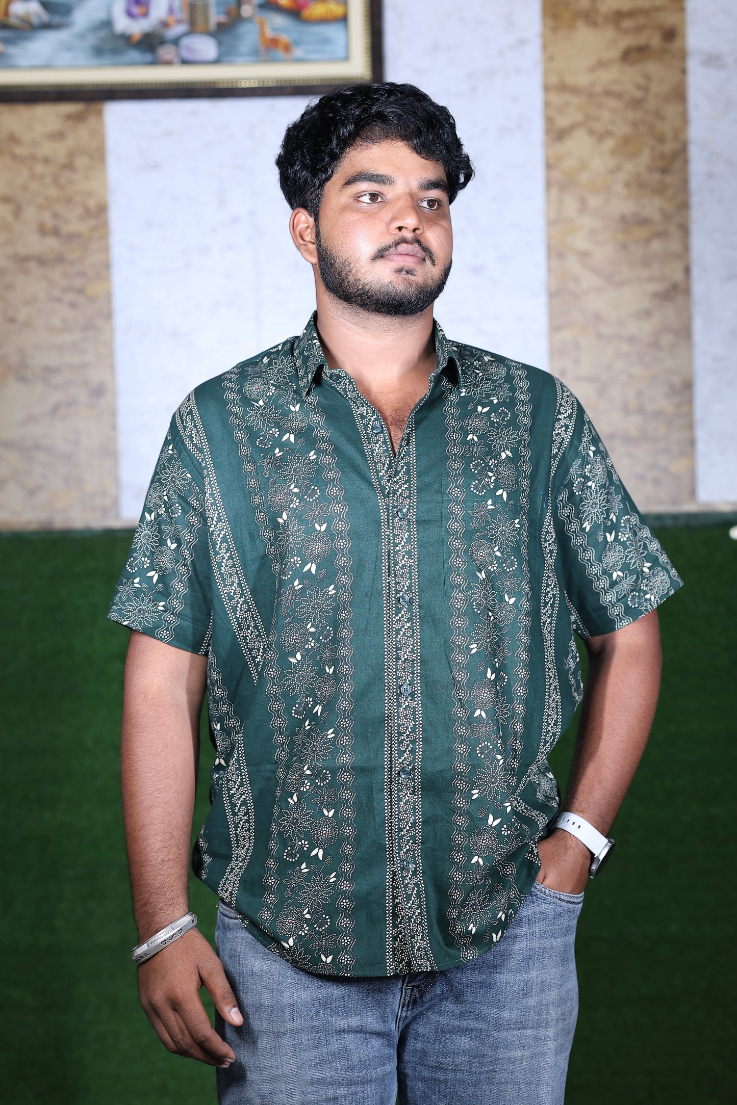 Emerald Stripe Printed Shirt