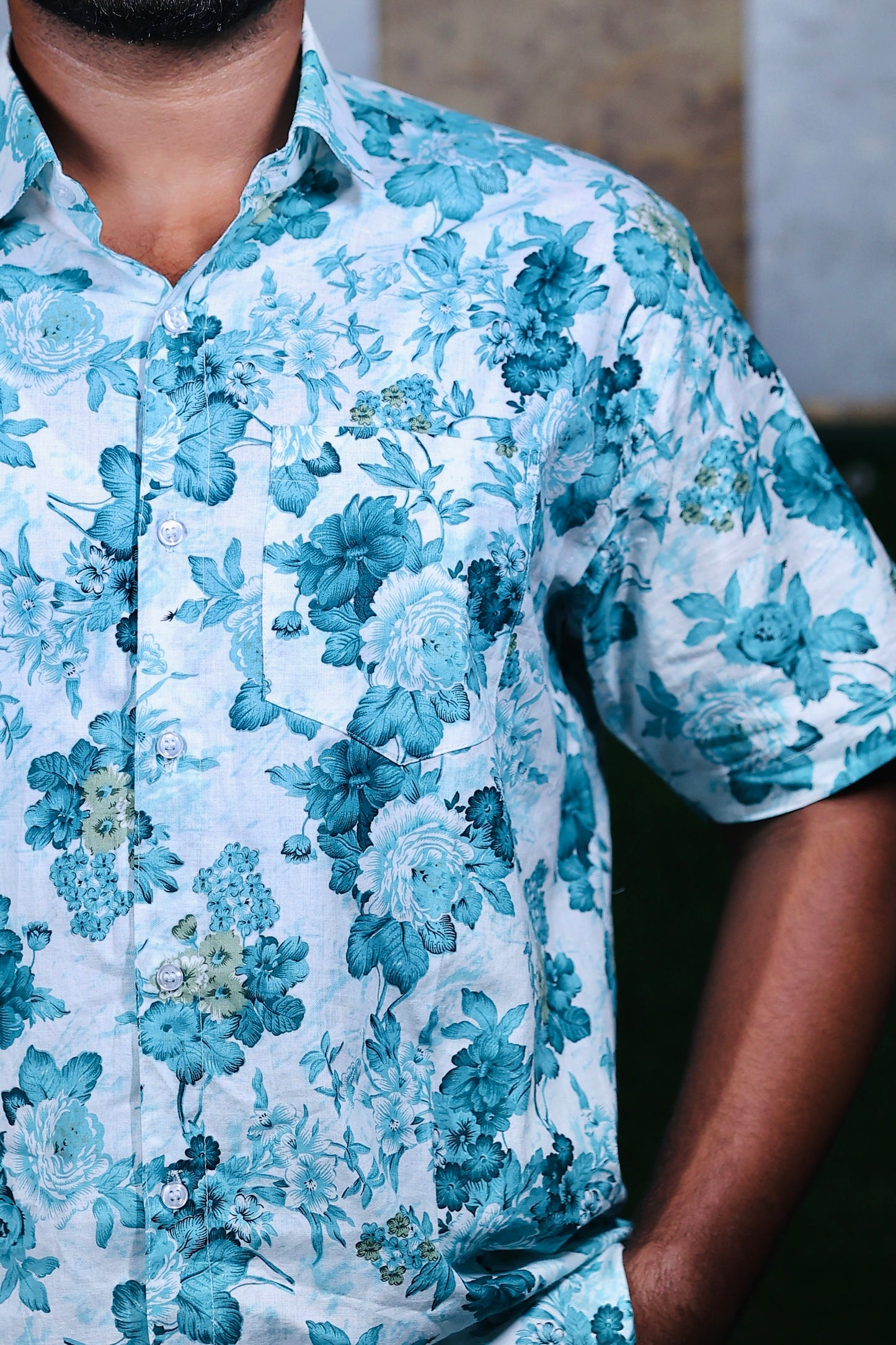 Teal Bloom Floral Shirt