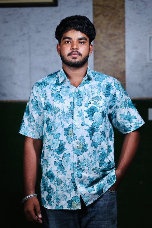 Teal Bloom Floral Shirt