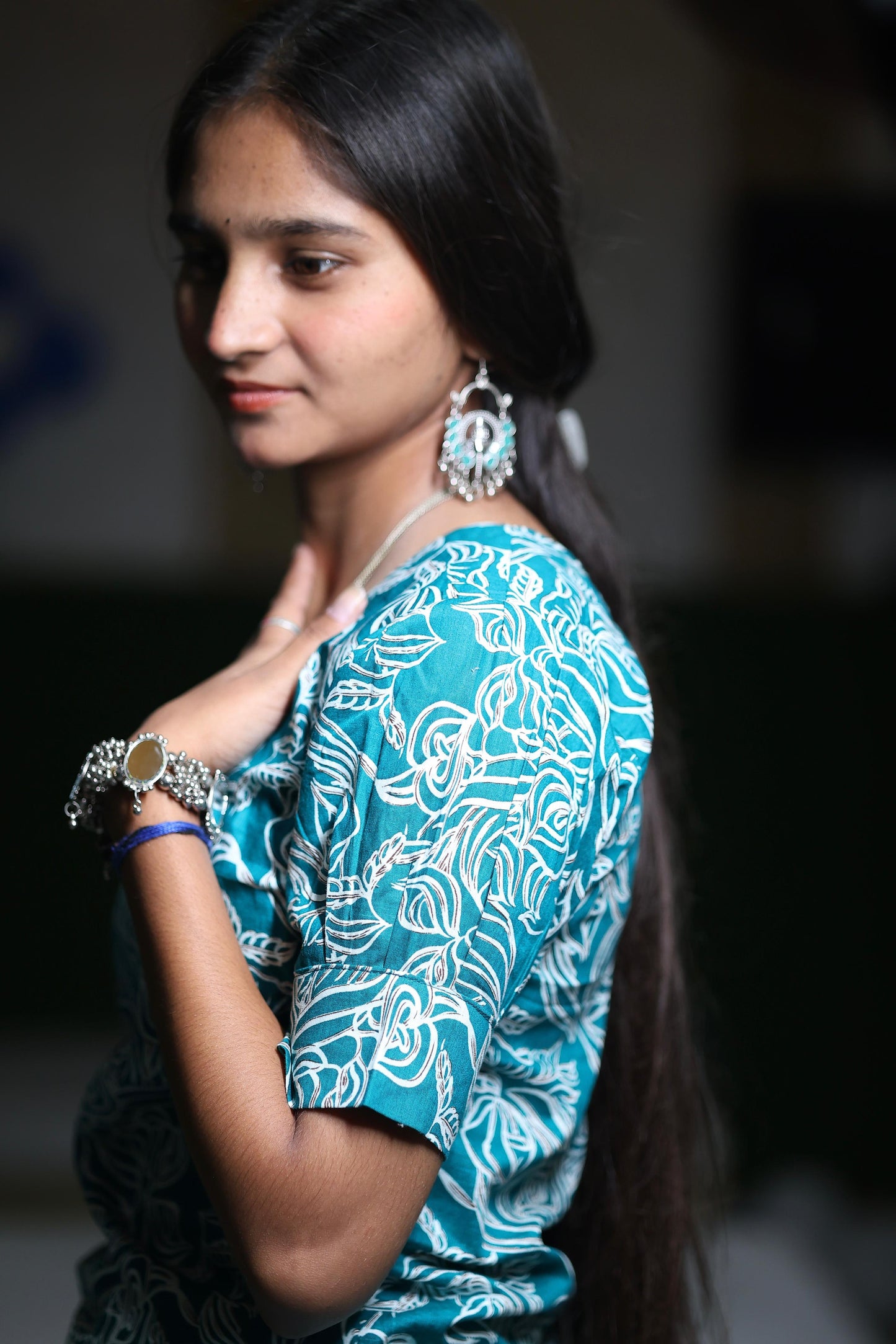 Aqua blossom short kurti