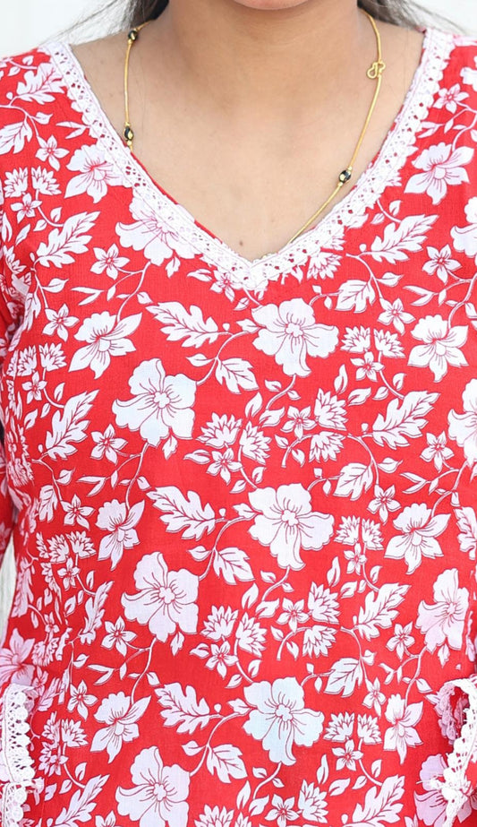 Red Blossom Kurti