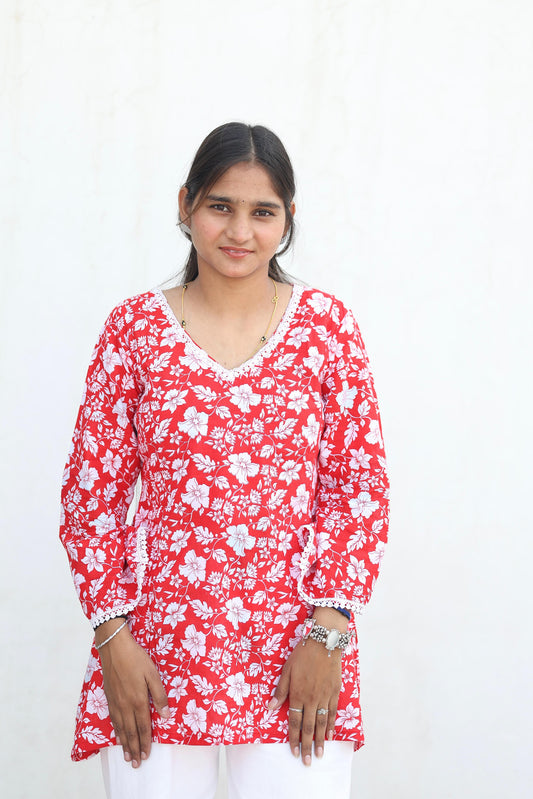 Red Blossom Kurti
