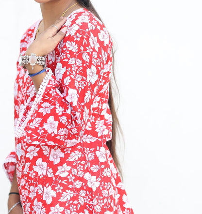 Red Blossom Kurti