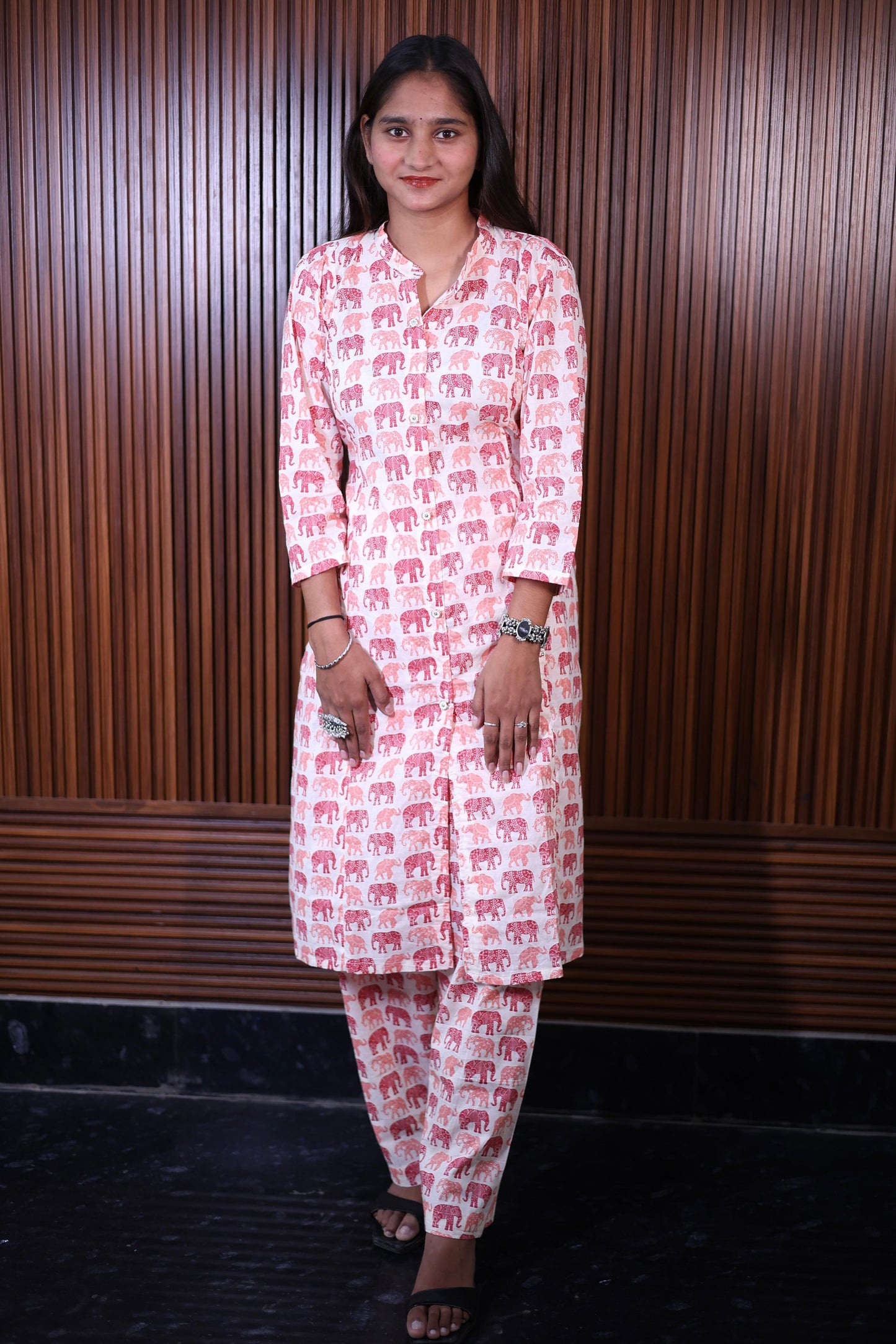 "Heritage Bliss - Elephant Print Kurta Set"