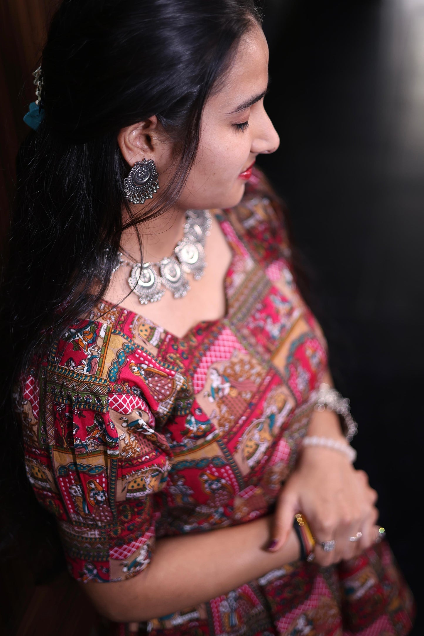 "Ethnic Ajrakh Print Peplum Kurti with Flared Palazzo"