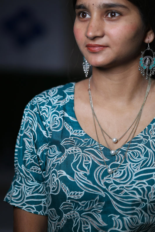 Aqua blossom short kurti