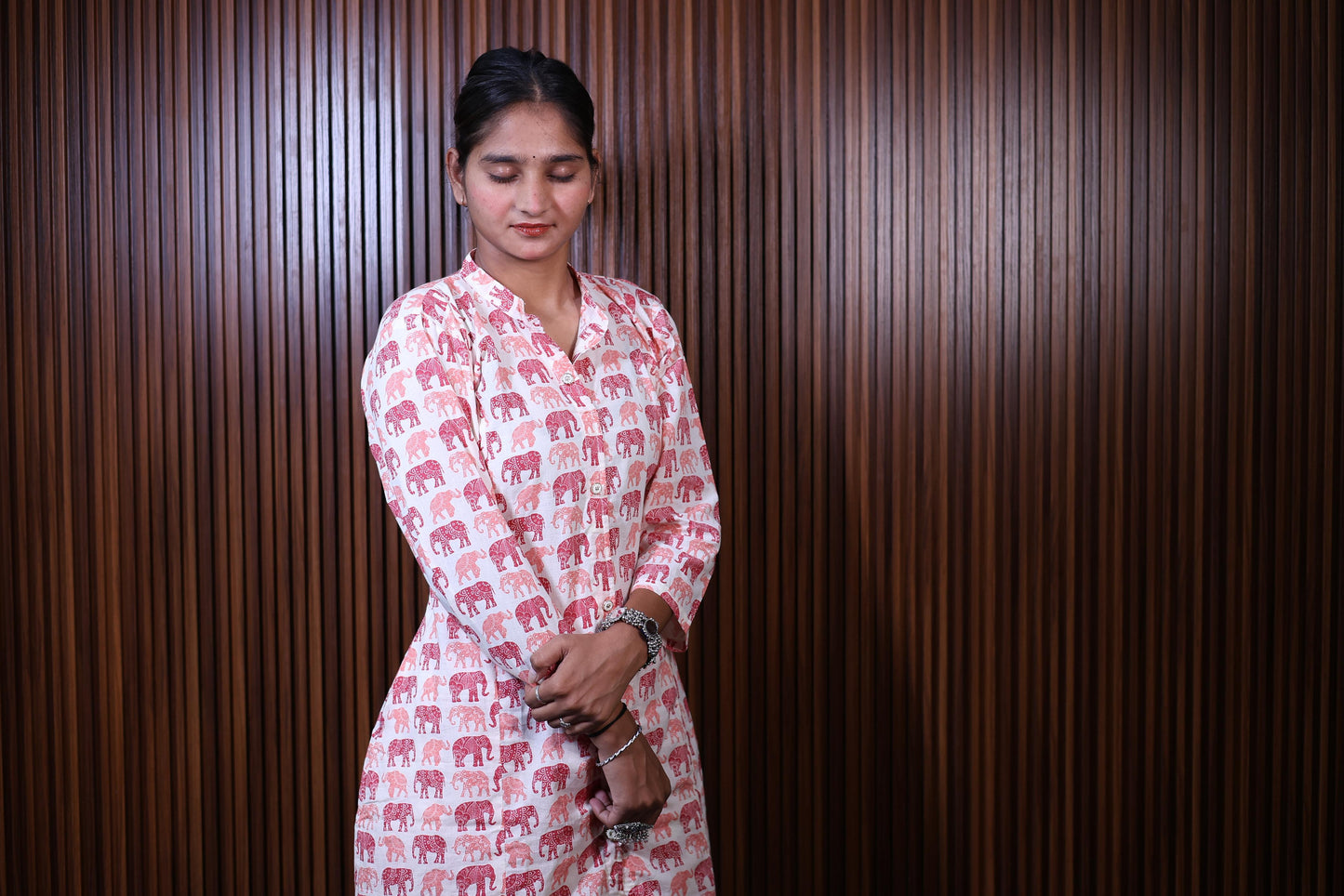 "Heritage Bliss - Elephant Print Kurta Set"